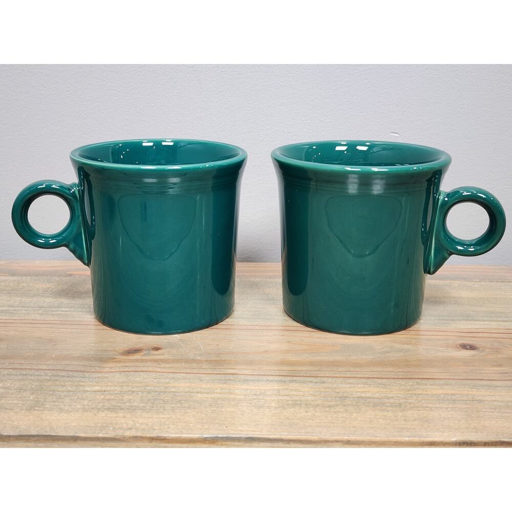 Fiesta Ware HLC USA Coffee Mug O-ring handle Turquoise Blue Ceramic Lot Of 2